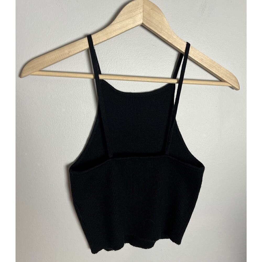 Urban Outfitters Ribbed Black Crop Tank Top Size Small Nylon Blend Women’s - Picture 2 of 6
